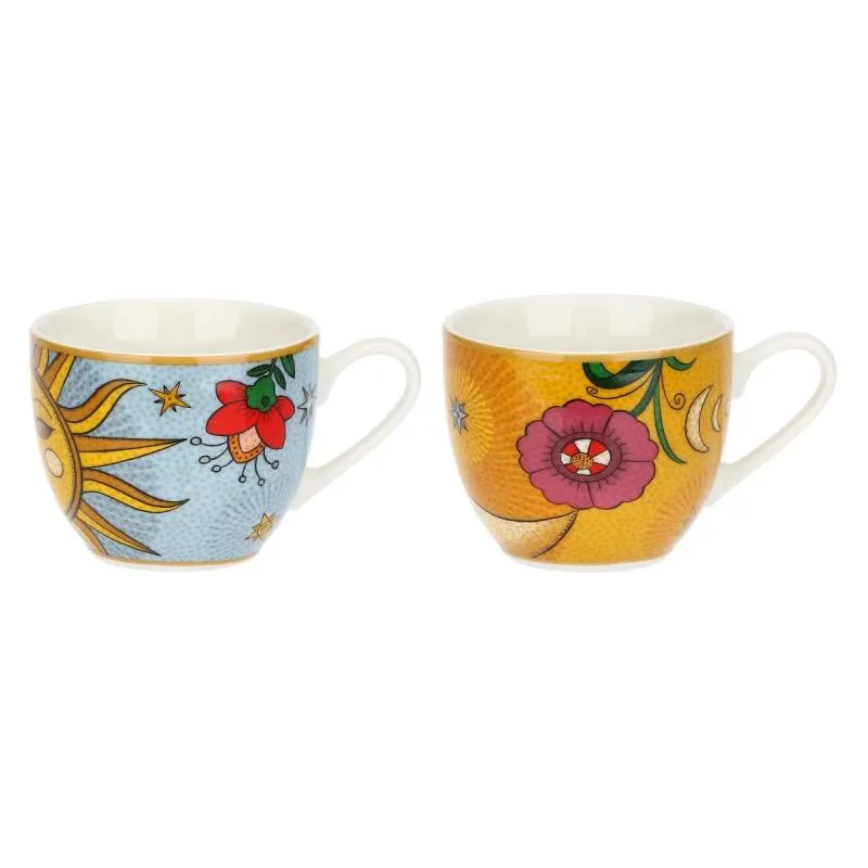 Espressotassen mit Untertassen 6er Set MIRABILIA 90 ml „Sole & Luna“