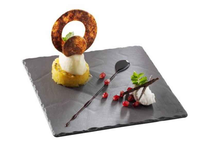 Preview: BURGER & STEAKTELLER 15 x 15 cm QUADRATISCH Matt schiefer