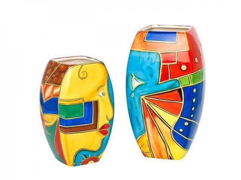 Vase 20cm handbemalt “FACE to FACE”