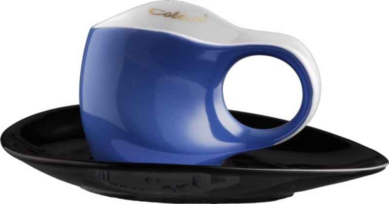 Preview: Luigi Colani Porzellan 2 Espressissimo Tassen mit 2 Untertassen 4 tlg. blue