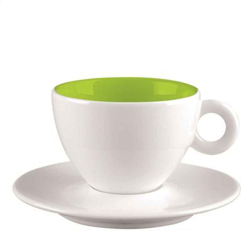 Espresso-Tasse und Untersetzer weiss/ grün