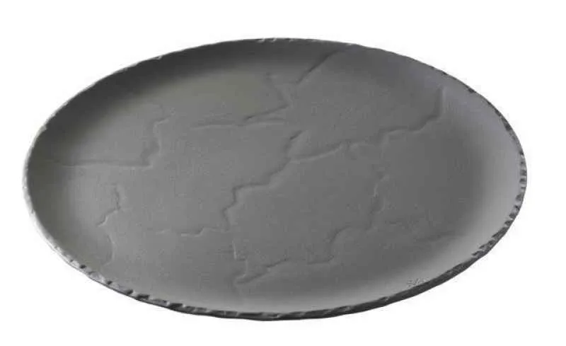 TELLER RUND/ BURGERTELLER/ STEAKTELLER/ SERVIERPLATTE 28,5 cm Matt schiefer