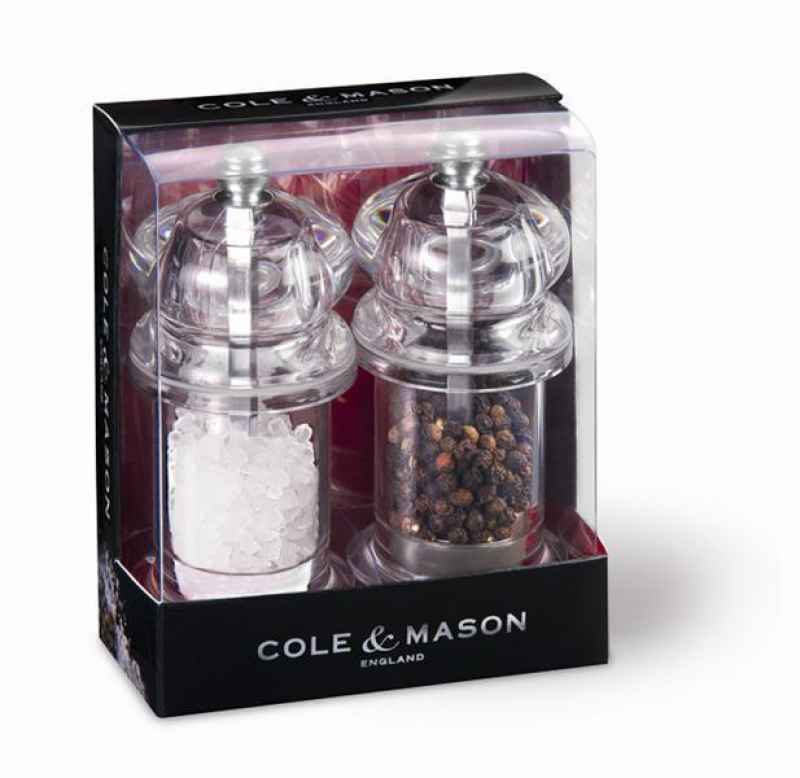 Cole & Mason 575 Acryl Pfeffemühle/Salzmühle Geschenkset 2 Stück 105mm
