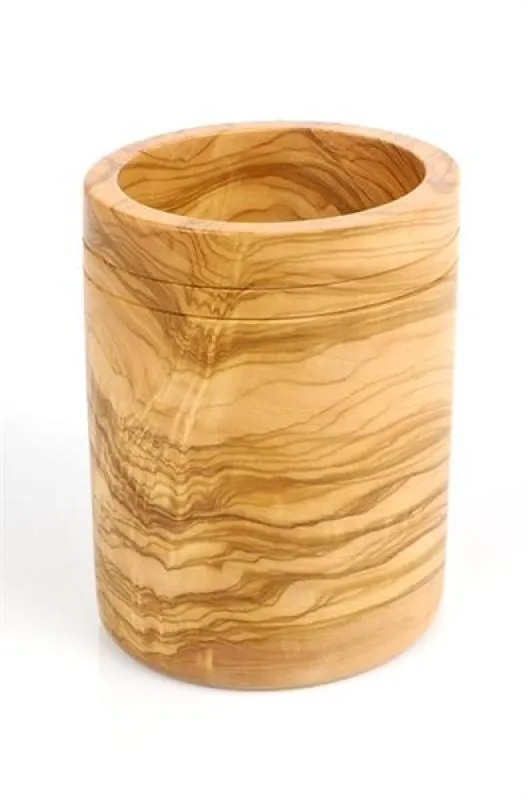 Küchenwerkzeug-Behälter, ø 11cm, H. 15cm, Olivenholz