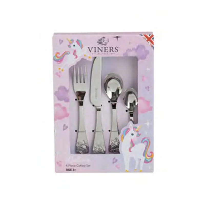 Viners Kinderbesteck 4er-Set Einhorn Edelstahl