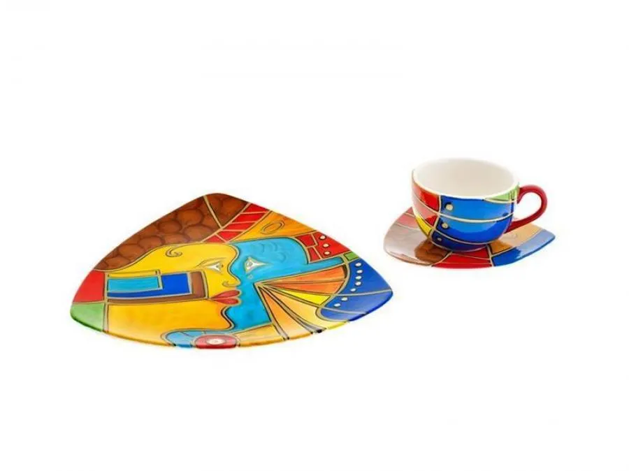 Tasse mit Untere handbemalt “FACE to FACE” Tasse mit Untere handbemalt “FACE to FACE”