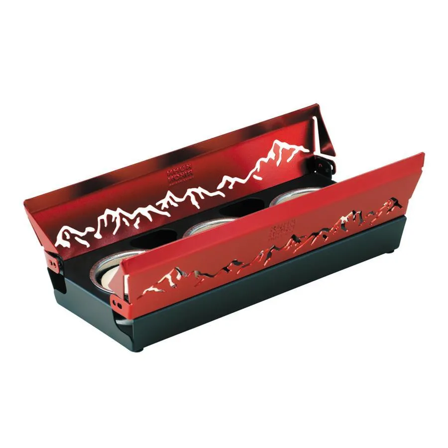 Raclette Set Mini Alpenglühen rot mit Schabern und Teelicht Raclette Set Mini Alpenglühen rot mit Schabern und Teelicht