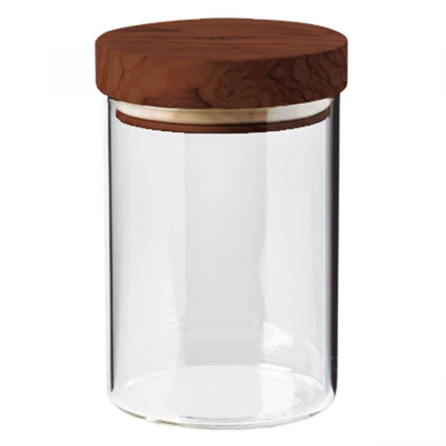 Vorratsbehälter mit Deckel, Glas, Walnussholz 600 ml, Höhe: 15 cm