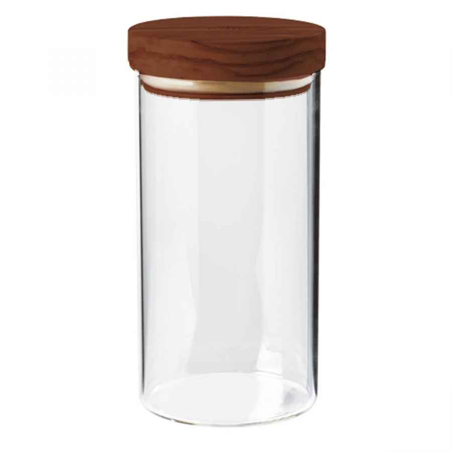 Vorratsbehälter mit Deckel, Glas, Walnussholz 900 ml, Höhe: 20 cm