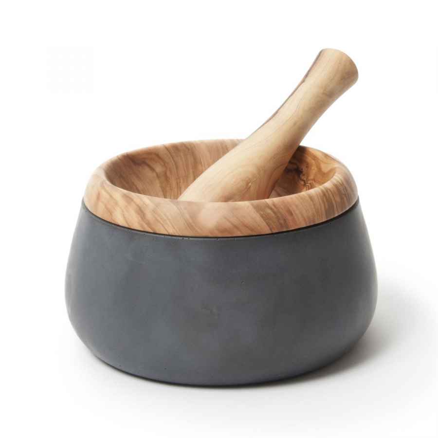 Millenari - Mörser Olivenholz und Stahlbeton Ø 20 x 10 cm mit Olivenholzstößel Millenari - Mörser Olivenholz und Stahlbeton Ø 20 x 10 cm mit Olivenholzstößel