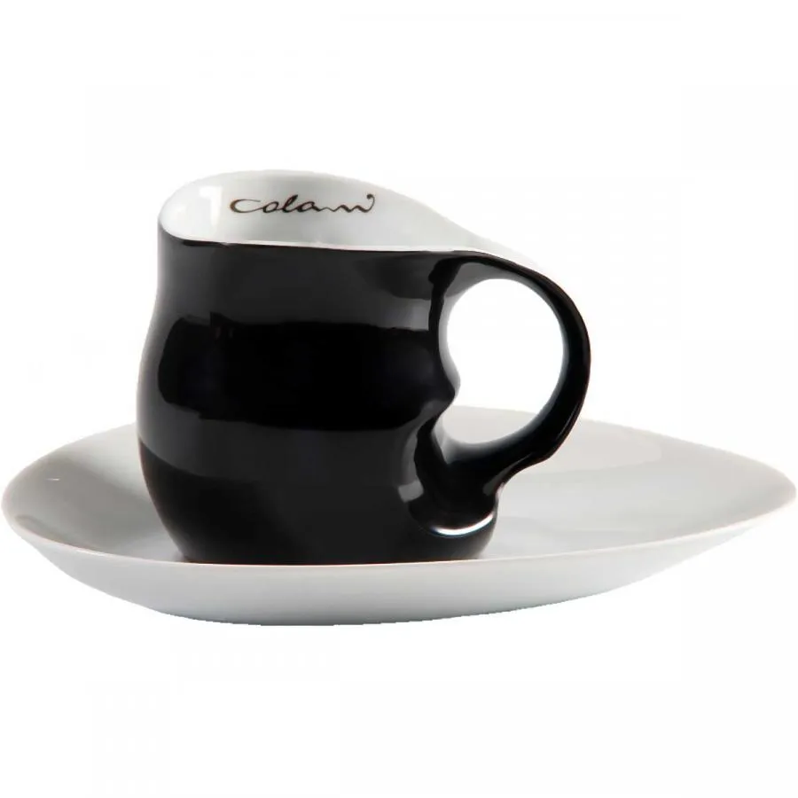 Luigi Colani Porzellan Kaffee Cappuccino Tasse mit Untertasse 2 tlg. schwarz/ weiß