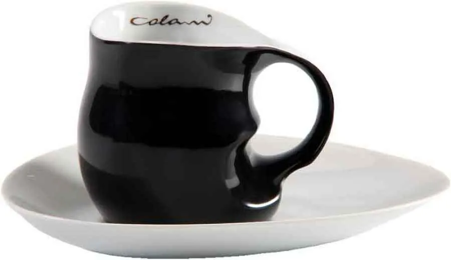 Luigi Colani Porzellan Kaffee Cappuccino Tasse mit Untertasse 2 tlg. schwarz/ weiß Luigi Colani Porzellan Kaffee Cappuccino Tasse mit Untertasse 2 tlg. schwarz/ weiß