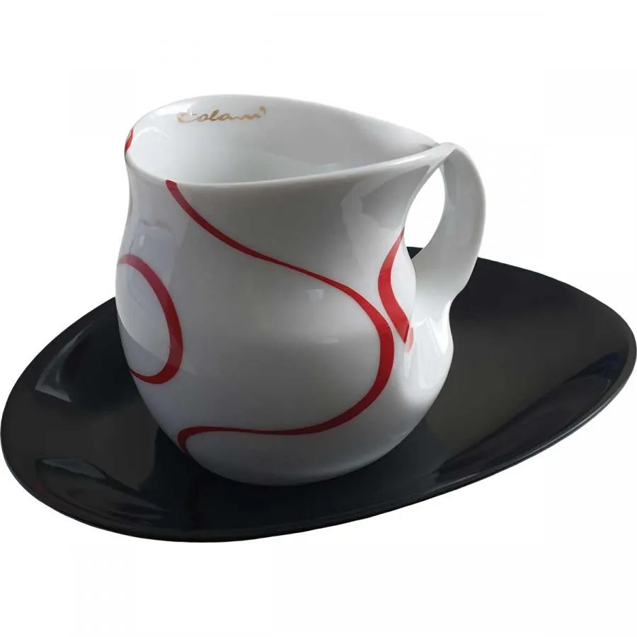 Luigi Colani Porzellan Kaffee - Cappuccino Tasse loop red
