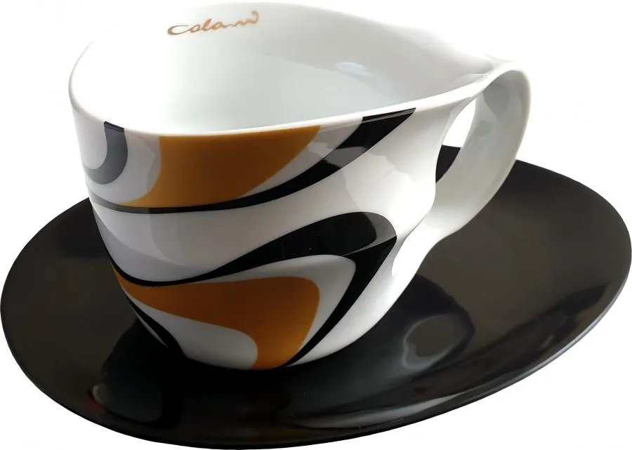 Luigi Colani Porzellan Jumbotasse 2 tlg. wave gold black