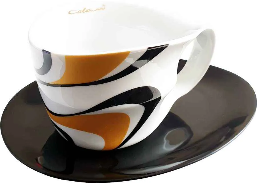 Luigi Colani Porzellan Jumbotasse 2 tlg. wave gold black Luigi Colani Porzellan Jumbotasse 2 tlg. wave gold black