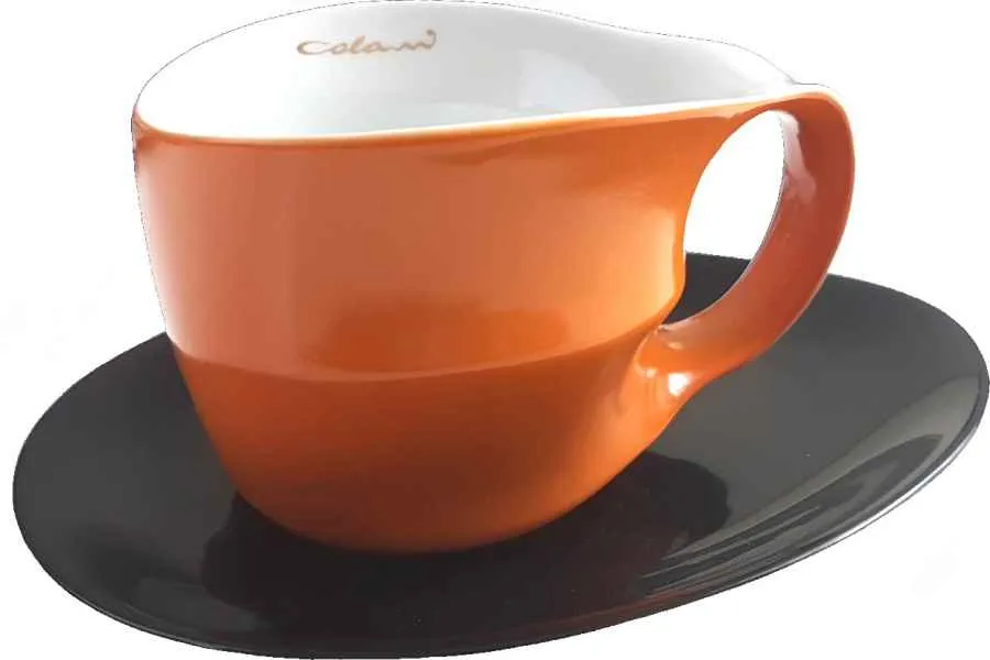 Luigi Colani Porzellan Jumbotasse mit Untertasse 2 tlg. schwarz & orange