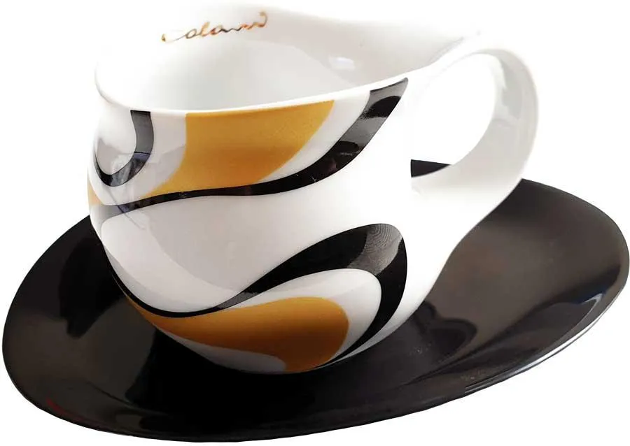 Luigi Colani Porzellan Espresso Tasse mit Untertasse wave gold black Luigi Colani Porzellan Espresso Tasse mit Untertasse wave gold black