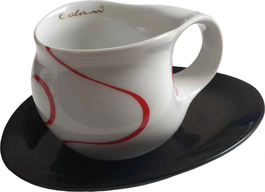 Luigi Colani Porzellan Espresso Tasse mit Untertasse loop red