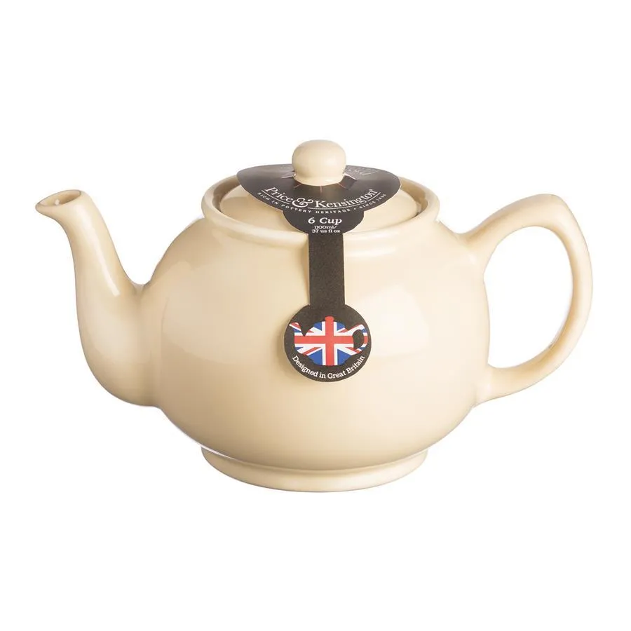 Teekanne 1100 ml Steingut klassisch creme, für 6 Tassen Teekanne 1100 ml Steingut klassisch creme, für 6 Tassen