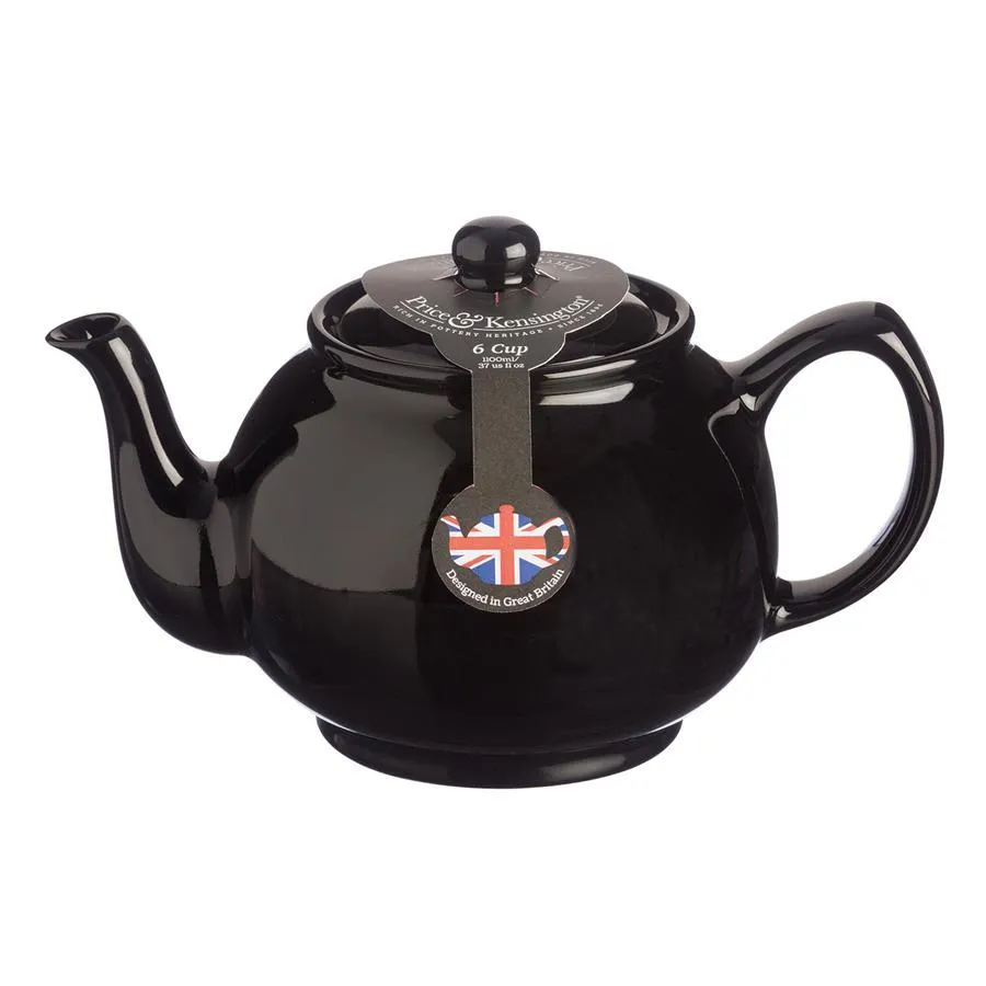 Teekanne 1100 ml Steingut klassisch schwarz, für 6 Tassen Teekanne 1100 ml Steingut klassisch schwarz, für 6 Tassen