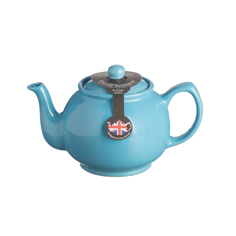 Teekanne 1100 ml Steingut glänzend blau, für 6 Tassen Teekanne 1100 ml Steingut glänzend blau, für 6 Tassen