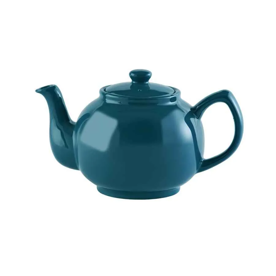 Teekanne 1100 ml Steingut glänzend petrol für 6 Tassen Teekanne 1100 ml Steingut glänzend petrol für 6 Tassen