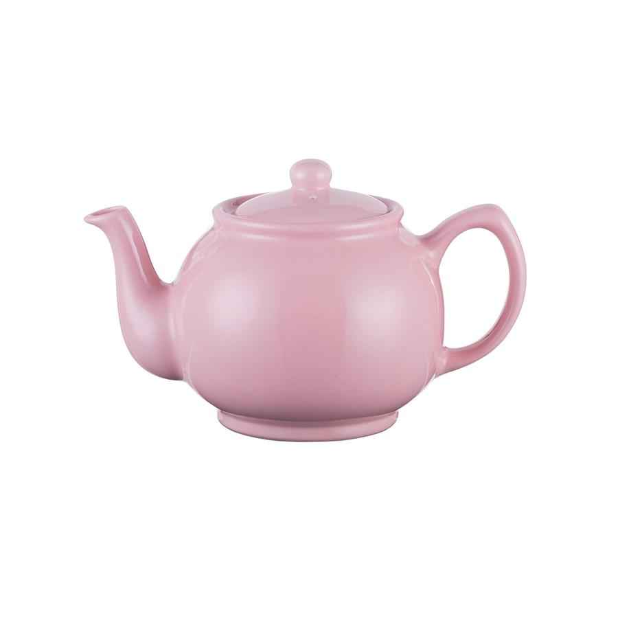 Teekanne 1100 ml Steingut pastell pink, für 6 Tassen