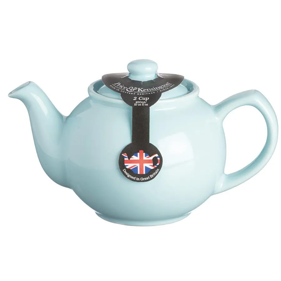 Teekanne 450 ml Steingut pastell blau, für 2 Tassen