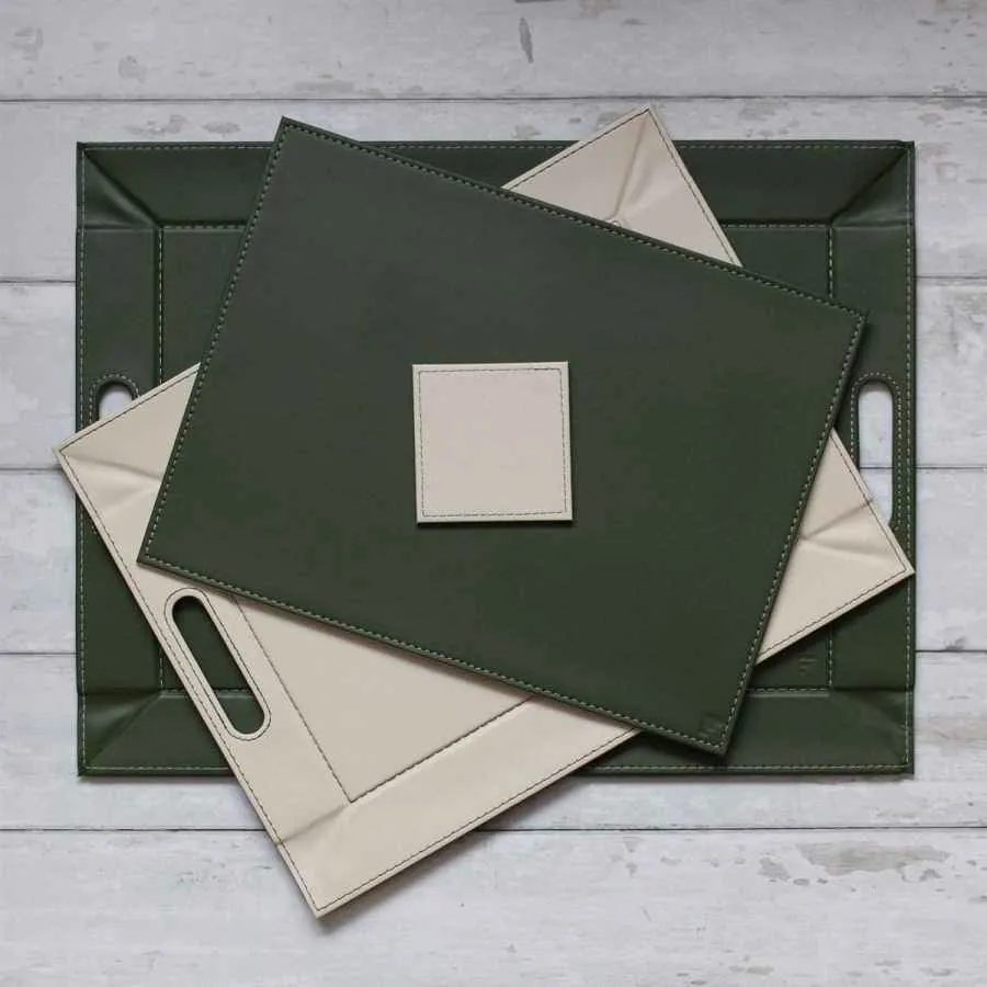 DUO - Wendetablett, Olive/Elfenbein, groß DUO - Wendetablett, Olive/Elfenbein, groß