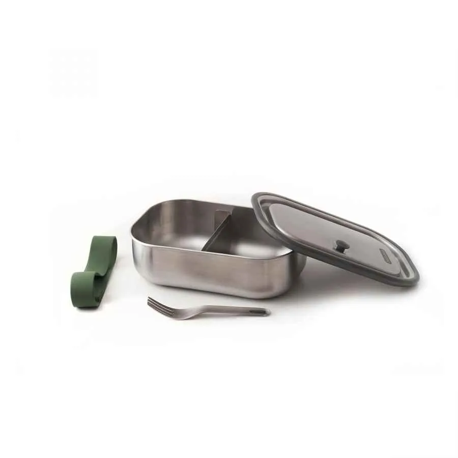 Edelstahl Lunch Box - Olive, 1000 ml, Edelstahl/Silikon, Maße: 20 x 15 x 6,5 cm Edelstahl Lunch Box - Olive, 1000 ml, Edelstahl/Silikon, Maße: 20 x 15 x 6,5 cm