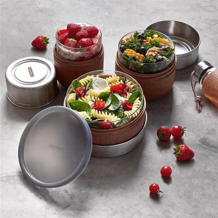 Lunchbecher 600 ml aus Glas mit Schutzhülle, Schiefer Lunchbecher 600 ml aus Glas mit Schutzhülle, Schiefer