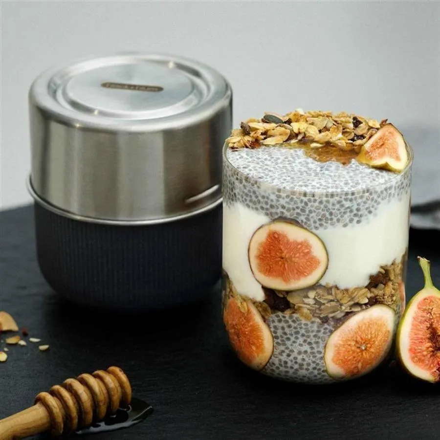 Lunchbecher 450 ml aus Glas mit Schutzhülle, Schiefer Lunchbecher 450 ml aus Glas mit Schutzhülle, Schiefer