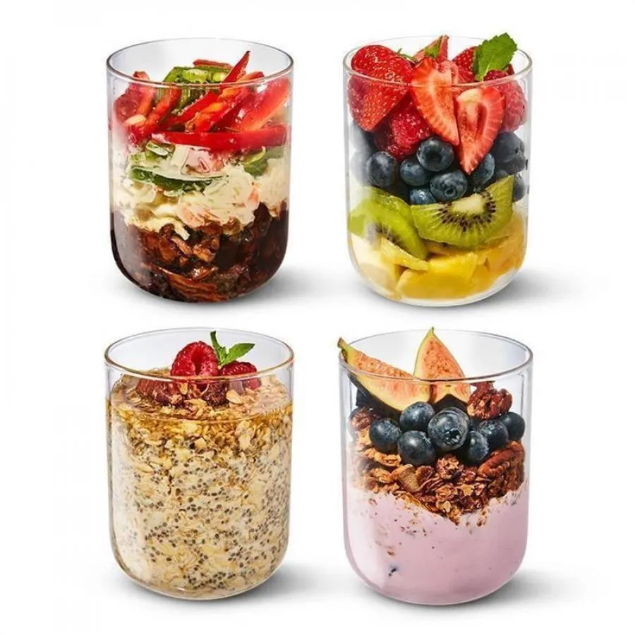 Lunchbecher 450 ml aus Glas mit Schutzhülle, Schiefer Lunchbecher 450 ml aus Glas mit Schutzhülle, Schiefer