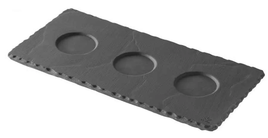 Servierteller mit 3 Mulden 25 x 12 cm Porzellan in Schieferoptik Servierteller mit 3 Mulden 25 x 12 cm Porzellan in Schieferoptik