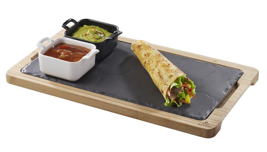 HOLZTABLETT/ HOLZBRETT 34 x 19,5 cm FUER TELLER/ PLATTE/ STEAKTELLER 30 x 16 cm Bambus