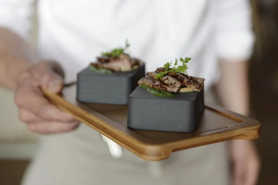 HOLZTABLETT 34 x 19,5 cm FÜR STEAKTELLER 30 x 16 cm Bambus