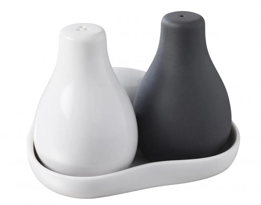  SALZ & PFEFFER AUF TABLETT 3 teilig Weiss + Matt schiefer styl