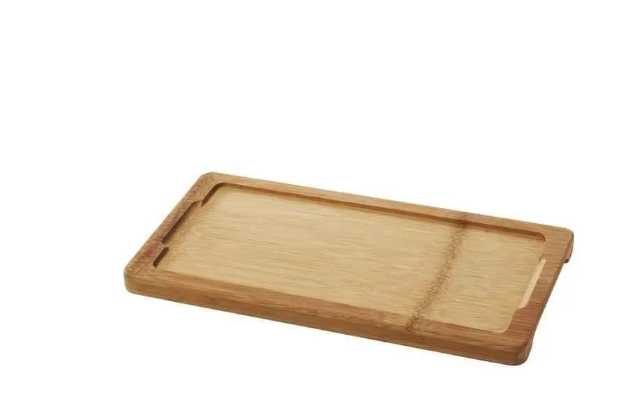 HOLZTABLETT/ HOLZBRETT 28,5 x 15 cm FUER RECHTECKIGE TELLER 25 x12 cm Bambus