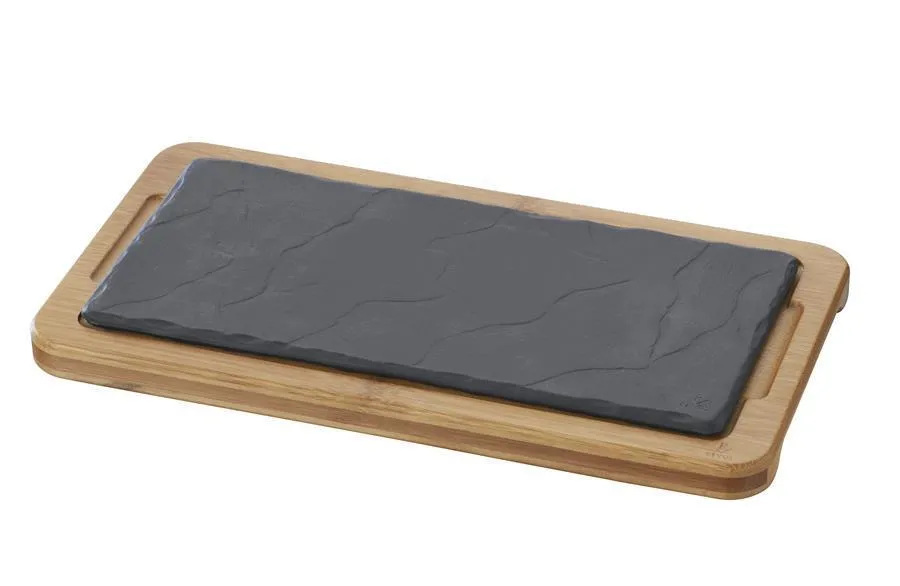 HOLZTABLETT/ HOLZBRETT 28,5 x 15 cm FUER RECHTECKIGE TELLER 25 x12 cm Bambus