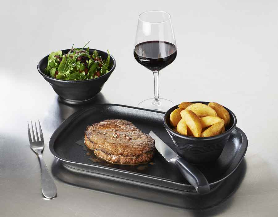 FLEISCH & STEAKPLATTE RECHTECKIG 29 cm gusseisen Optik