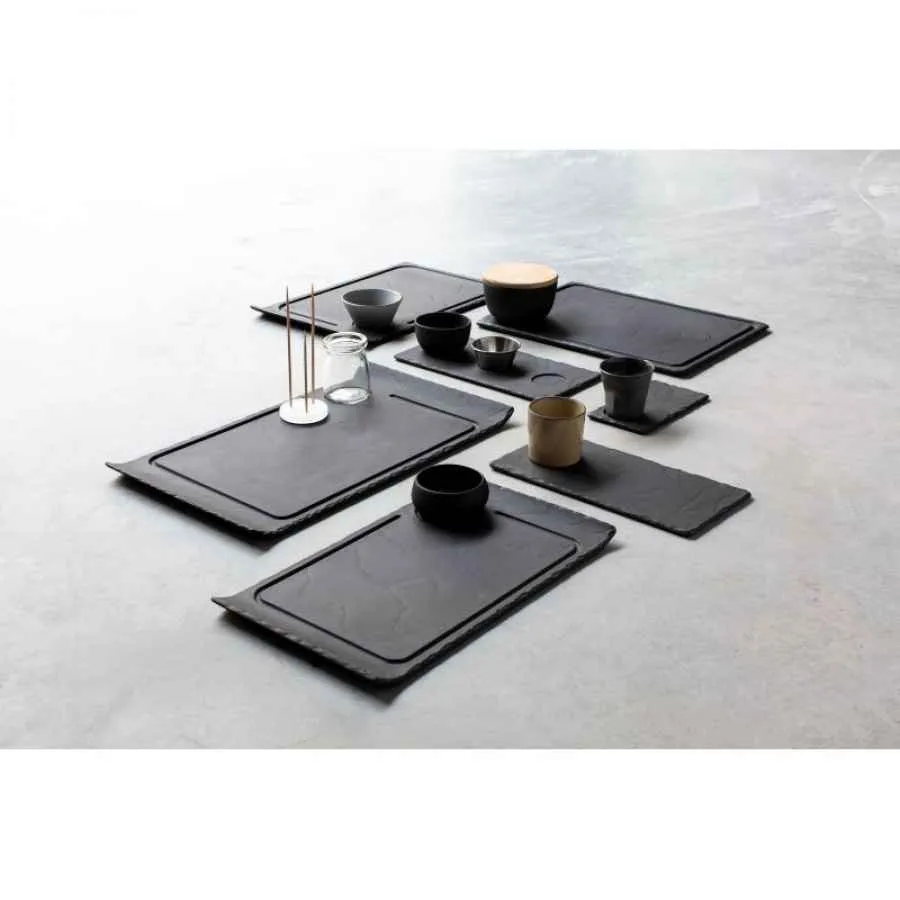 STEAKTELLER/ BURGERTELLER 33 cm x 22 cm, RAND HOCH Matt schiefer STEAKTELLER/ BURGERTELLER 33 cm x 22 cm, RAND HOCH Matt schiefer