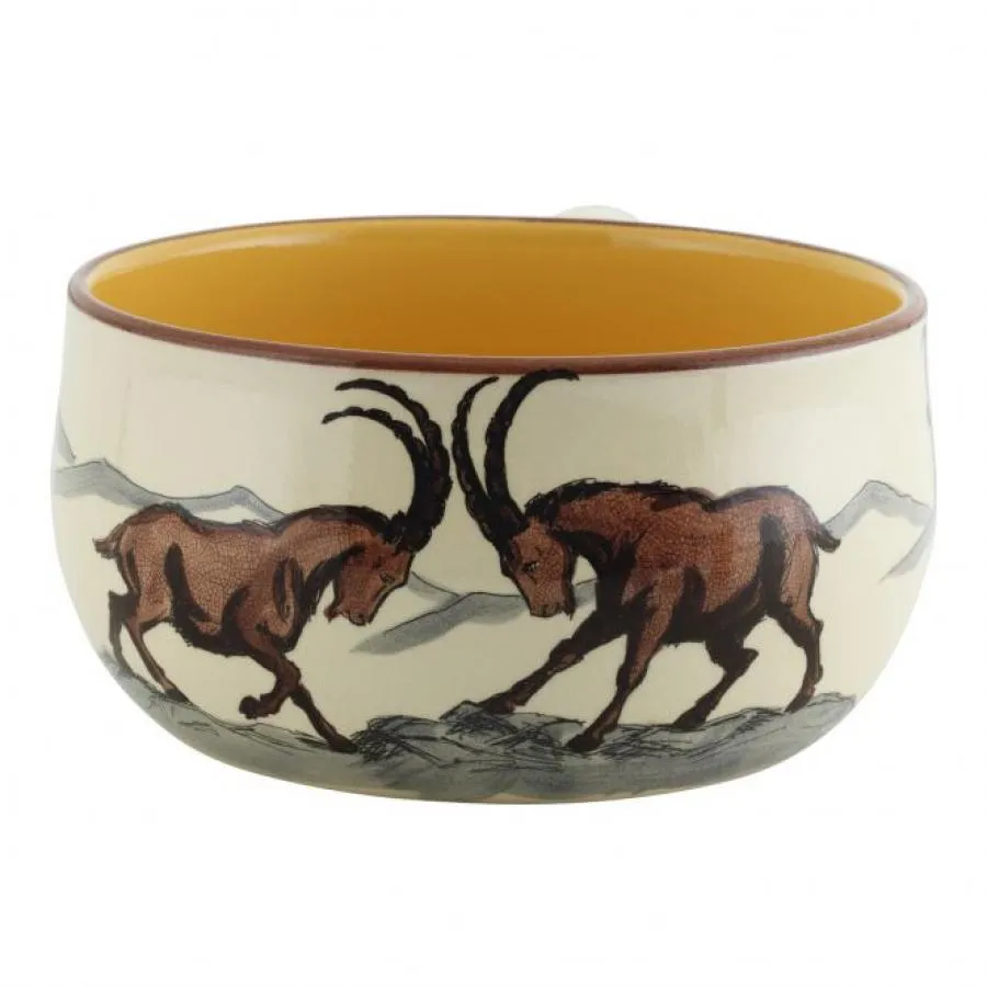 Caquelon/ Fonduetopf Steinbock Rand dunkelbraun ø 20cm Caquelon/ Fonduetopf Steinbock Rand dunkelbraun ø 20cm