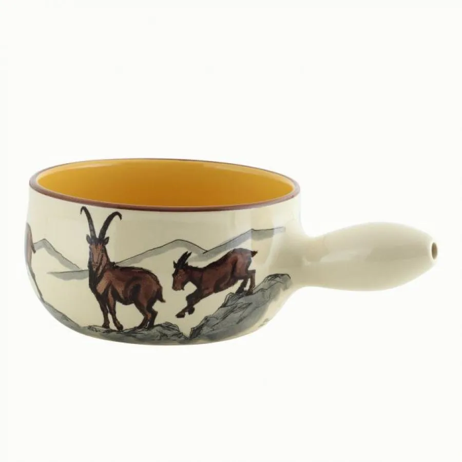 Caquelon/ Fonduetopf Steinbock Rand dunkelbraun ø 20cm Caquelon/ Fonduetopf Steinbock Rand dunkelbraun ø 20cm