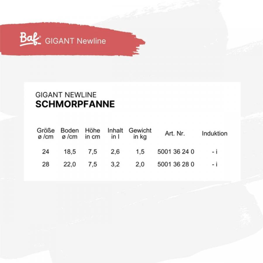 Schmorpfanne 28 cm BAF GIGANT Newline für alle Herdarten