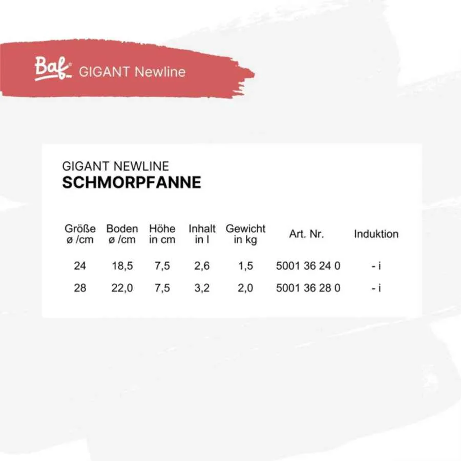 Schmorpfanne 28 cm BAF GIGANT Newline für alle Herdarten