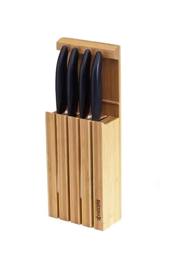 Bamboo Messer Block mit 4 GEN Black Messern Bamboo Messer Block mit 4 GEN Black Messern