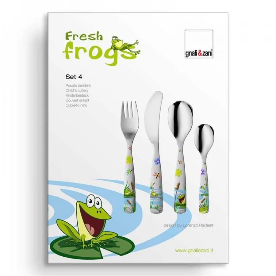 FRISCHE FRÖSCHE - Kinderbesteck Set, 4-teilig mit Bildern