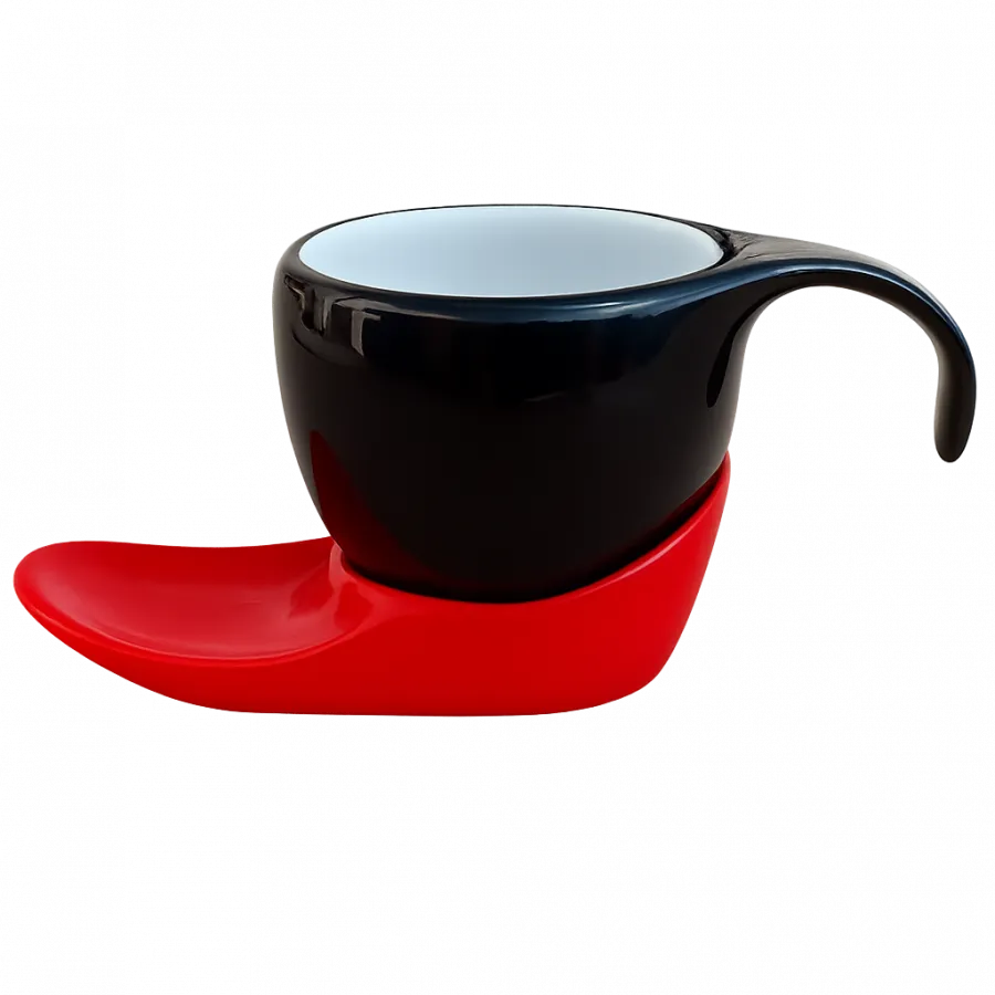 Espressotasse Vision 4tlg Schwarz / Rot im Farbwechsel