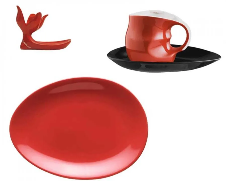 Luigi Colani Porzellan Frühstücksgedeck 4 teilig rot Luigi Colani Porzellan Frühstücksgedeck 4 teilig rot
