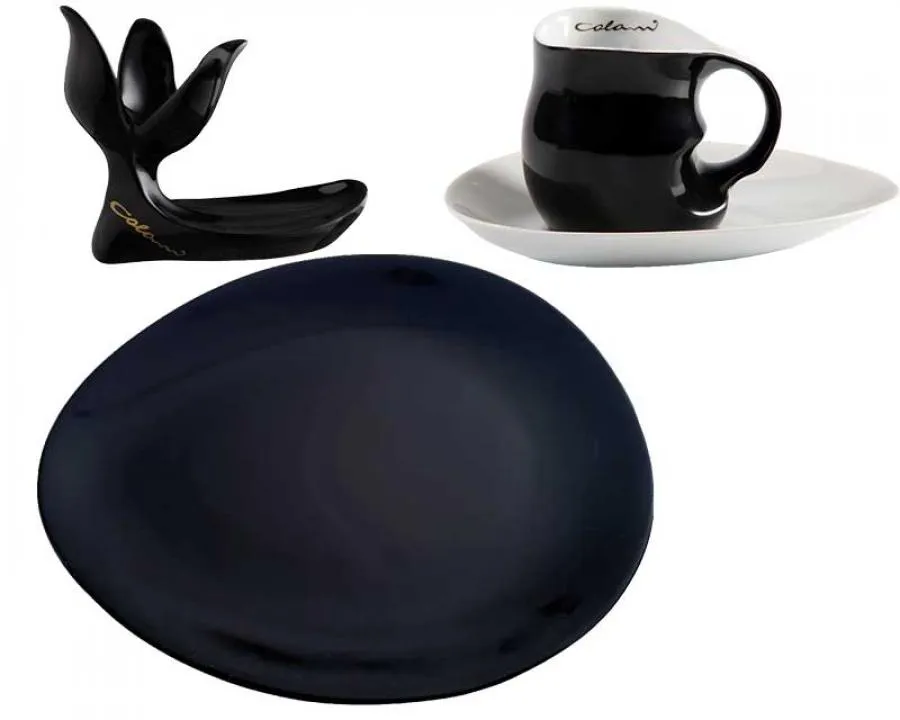 Luigi Colani Porzellan Frühstücksgedeck 4 teilig schwarz/ weiß Luigi Colani Porzellan Frühstücksgedeck 4 teilig schwarz/ weiß